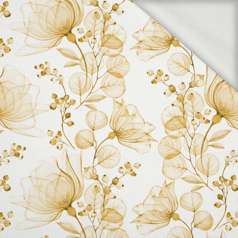 FLOWERS pattern no. 4 (gold) - looped knit fabric