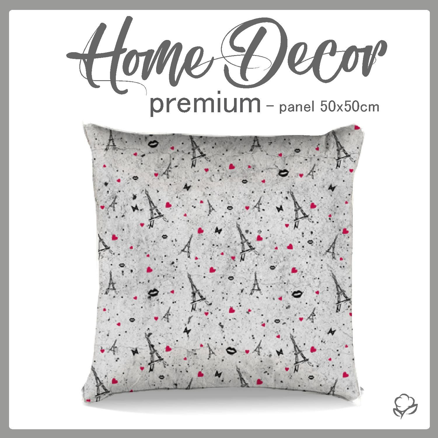 CUSHION PANEL - PARIS IN LOVE / concrete - HOME DECOR PREMIUM 