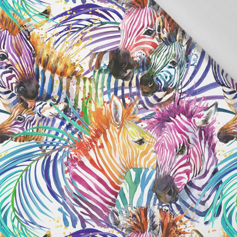 ZEBRA (rainbow) / white - Cotton woven fabric