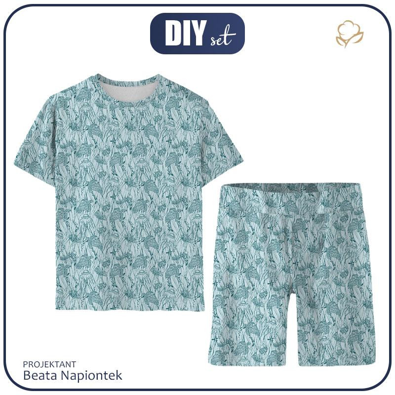 CHILDREN'S PAJAMAS "ADA" - TURTLES AND JELLYFISH (BLUE PLANET) - sewing set