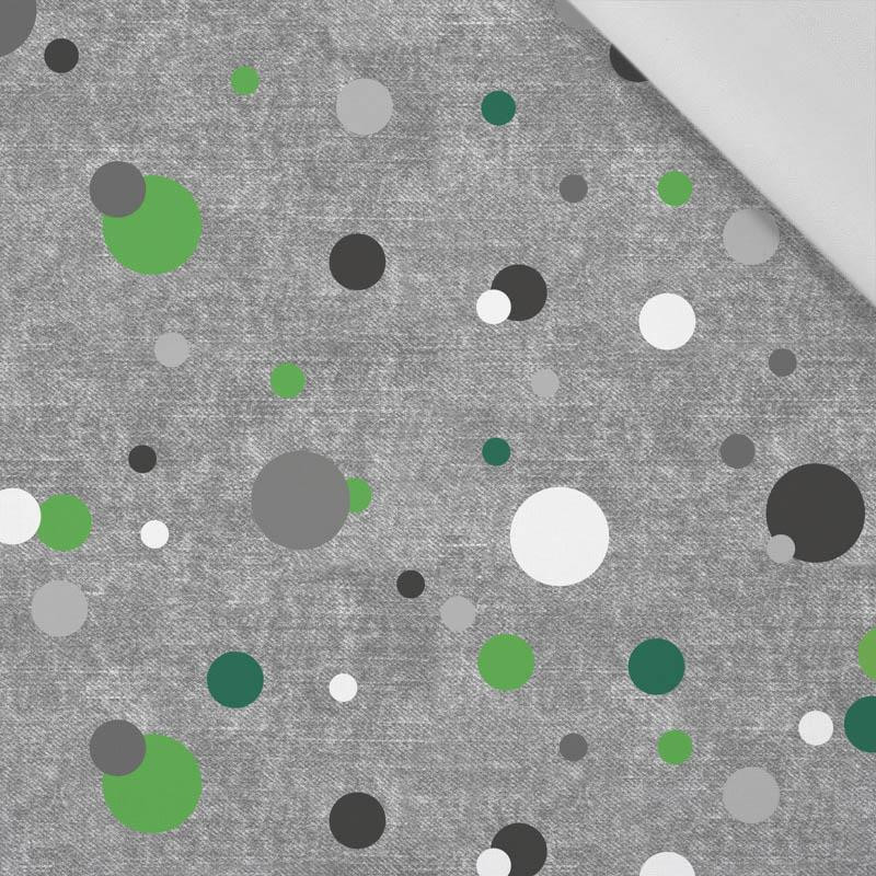 GREEN DOTSIES / ACID WASH GREY - Cotton woven fabric