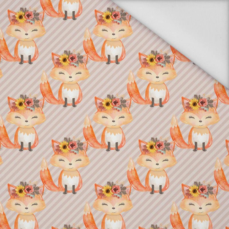 FOXES / diagonal stripes (FOXES AND PUMPKINS) - Waterproof woven fabric