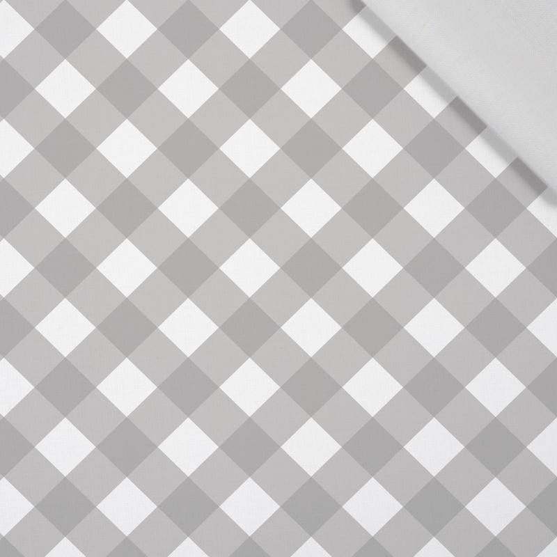 DIAGONAL CHECK / grey - Cotton woven fabric