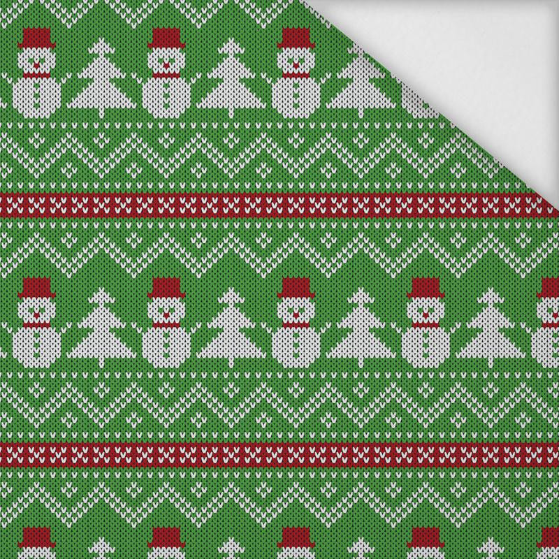 SNOWMEN WITH CHRISTMAS TREES / green - softshell