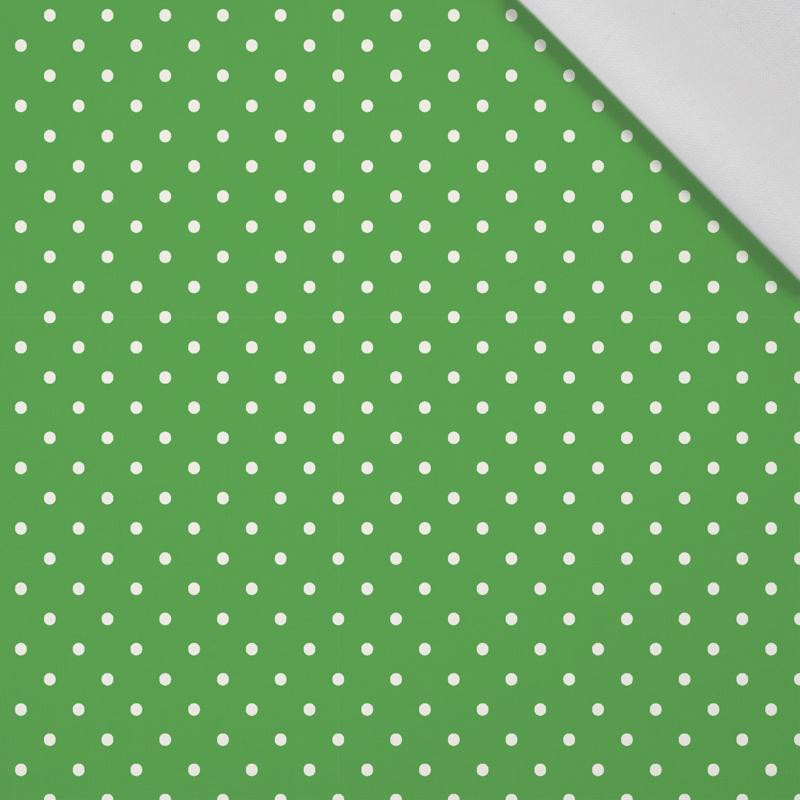 WHITE DOTSIES / green - Cotton woven fabric
