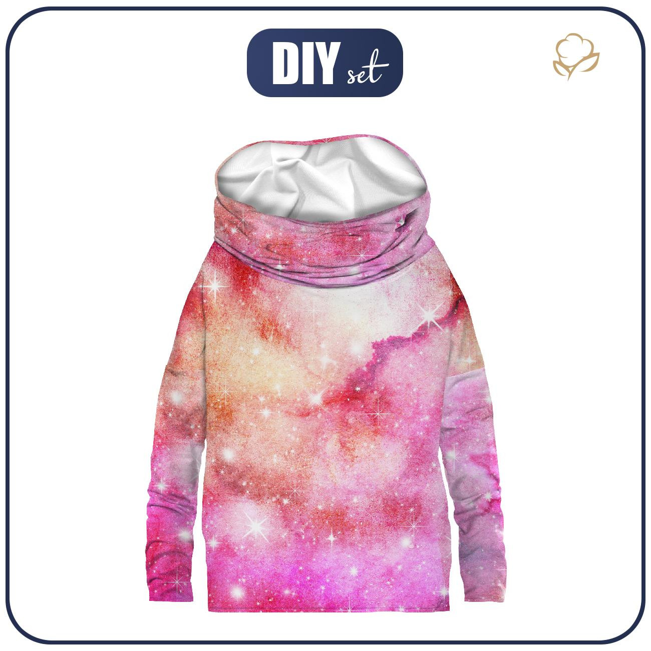 SNOOD SWEATSHIRT (FURIA) - WATERCOLOR GALAXY PAT. 5 - looped knit fabric 