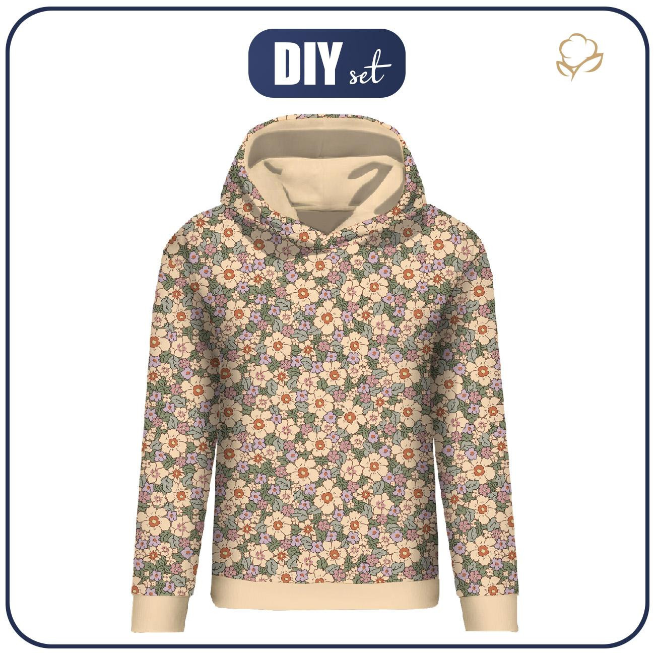 CLASSIC WOMEN’S HOODIE (POLA) - PASTEL FLOWERS PAT 2 - sewing set