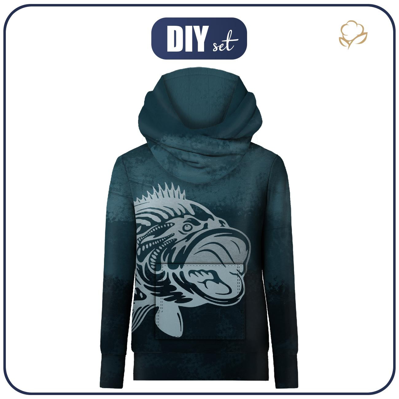 HYDROPHOBIC HOODIE UNISEX - FISH - sewing set