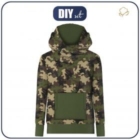 UNISEX HOODIE "HYDRA" (134/140) - CAMOUFLAGE OLIVE - sewing set