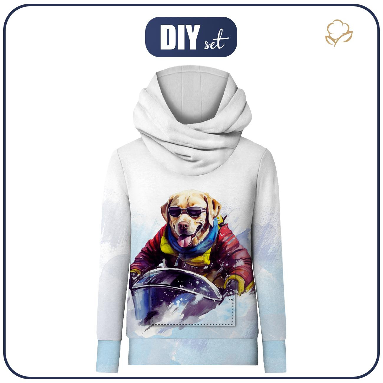 HYDROPHOBIC HOODIE UNISEX - SNOW DOG - sewing set