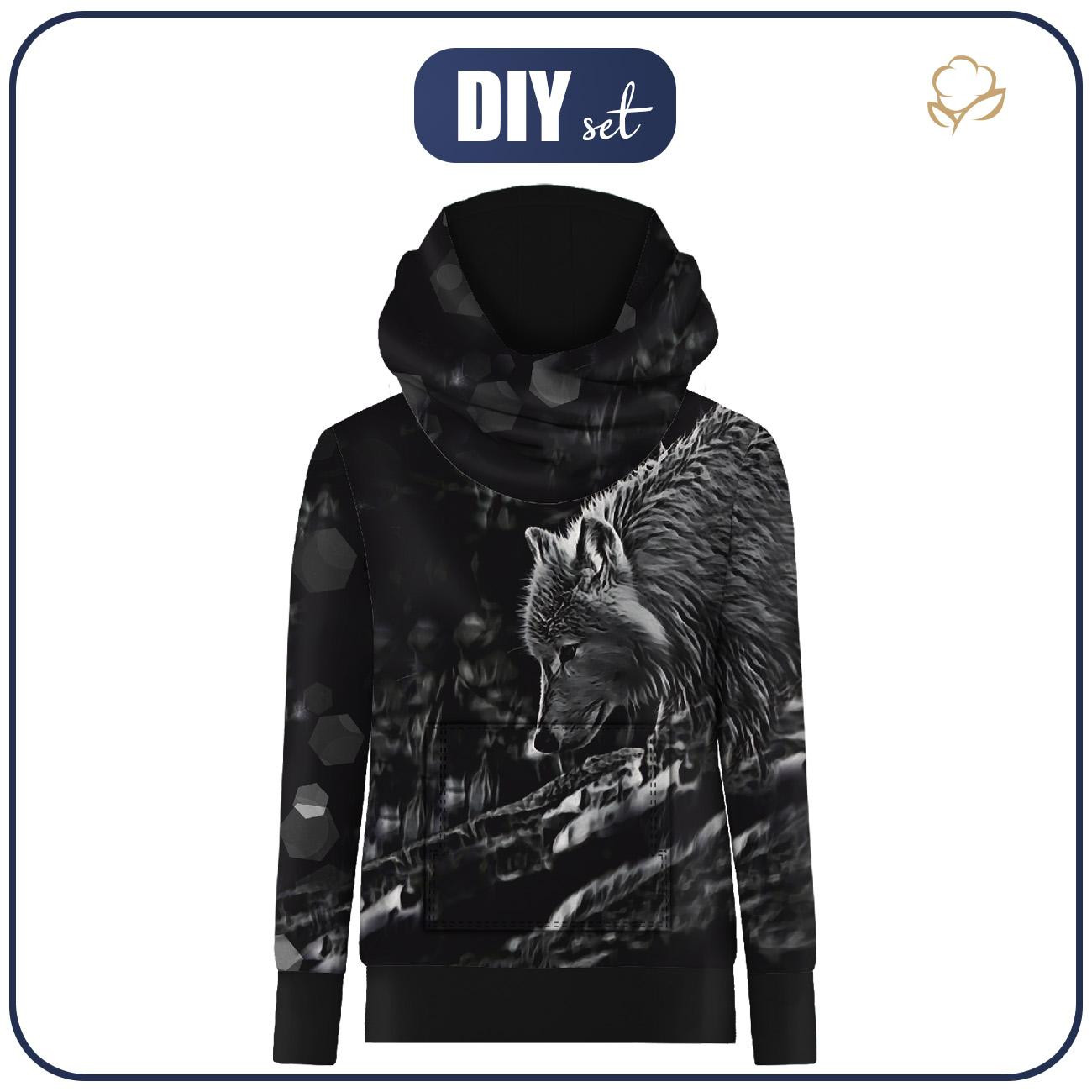 HYDROPHOBIC HOODIE UNISEX - ARCTIC WOLF - sewing set