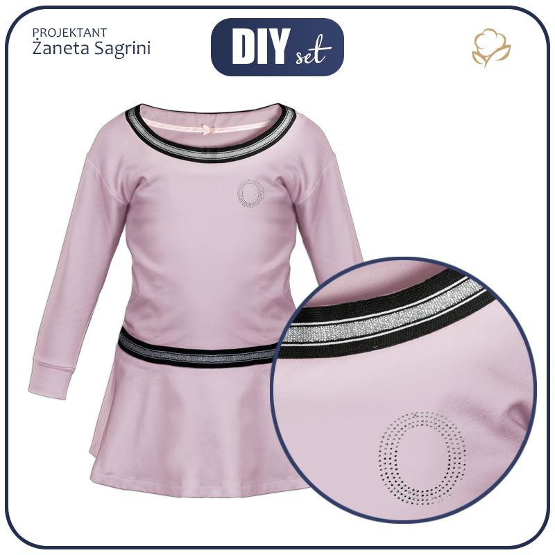 Peplum kid’s blouse with transfer rhinestones (ANGIE) - rose quartz 134-140 - sewing set