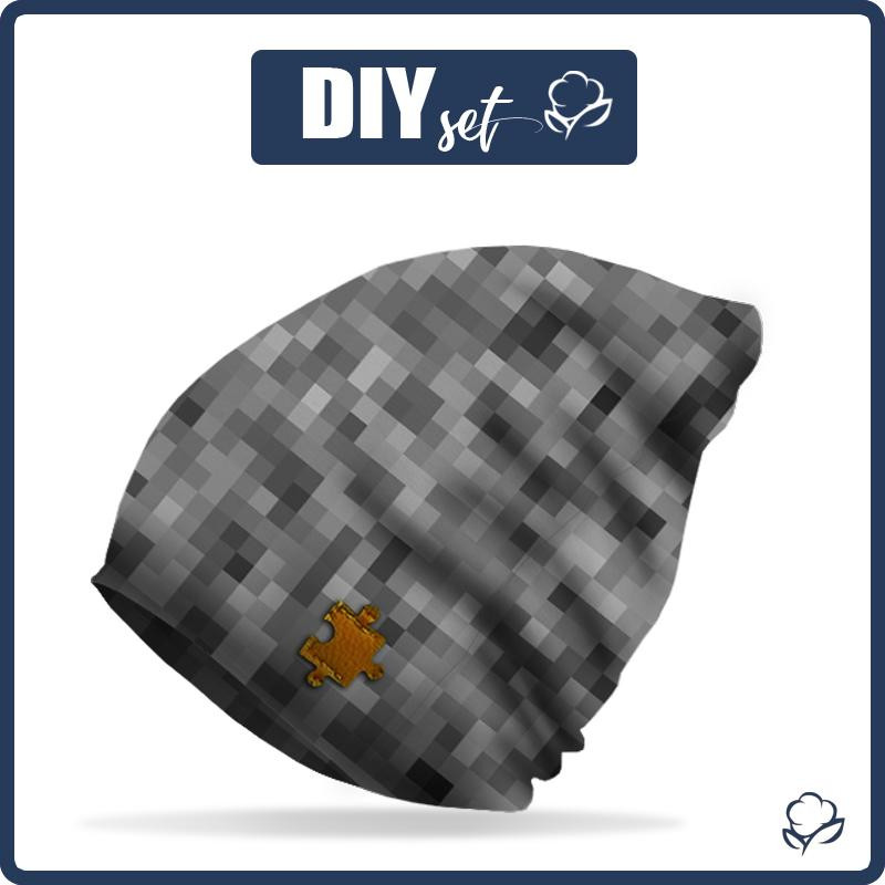 "Beanie" cap - PIXELS pat. 2 / grey / Choice of sizes