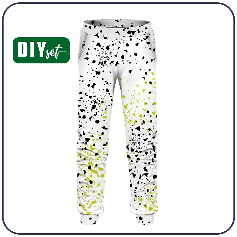 CHILDREN'S JOGGERS (LYON) - SPOTS / BLACK - GREEN (DIA DE LOS MUERTOS) - looped knit fabric