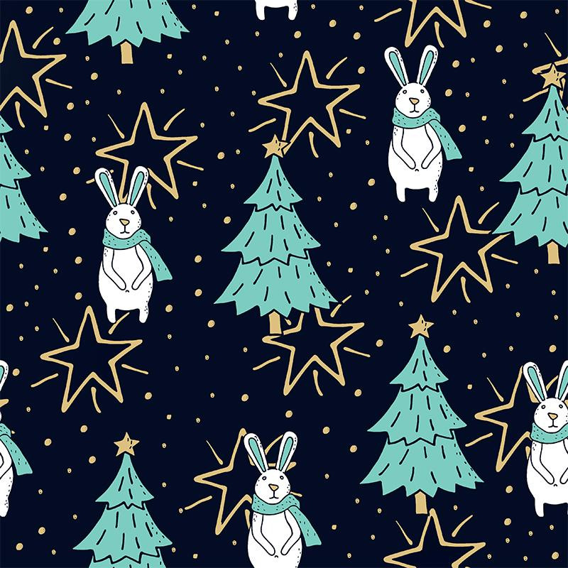 HARES WITH CHRISTMAS TREES