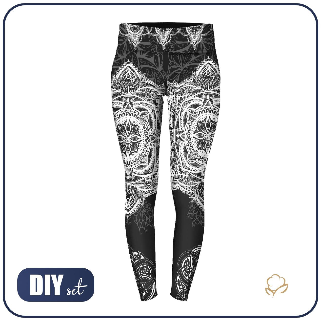 SPORTS LEGGINGS - MANDALA PAT. 7 / black - sewing set