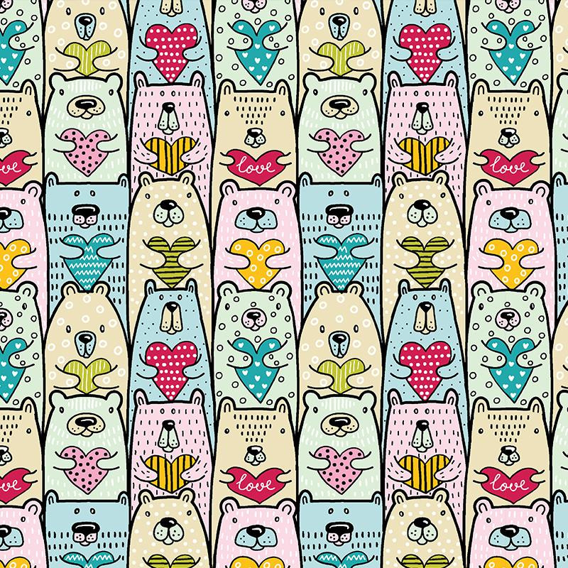 BEARS WITH HEARTS - Cotton woven fabric