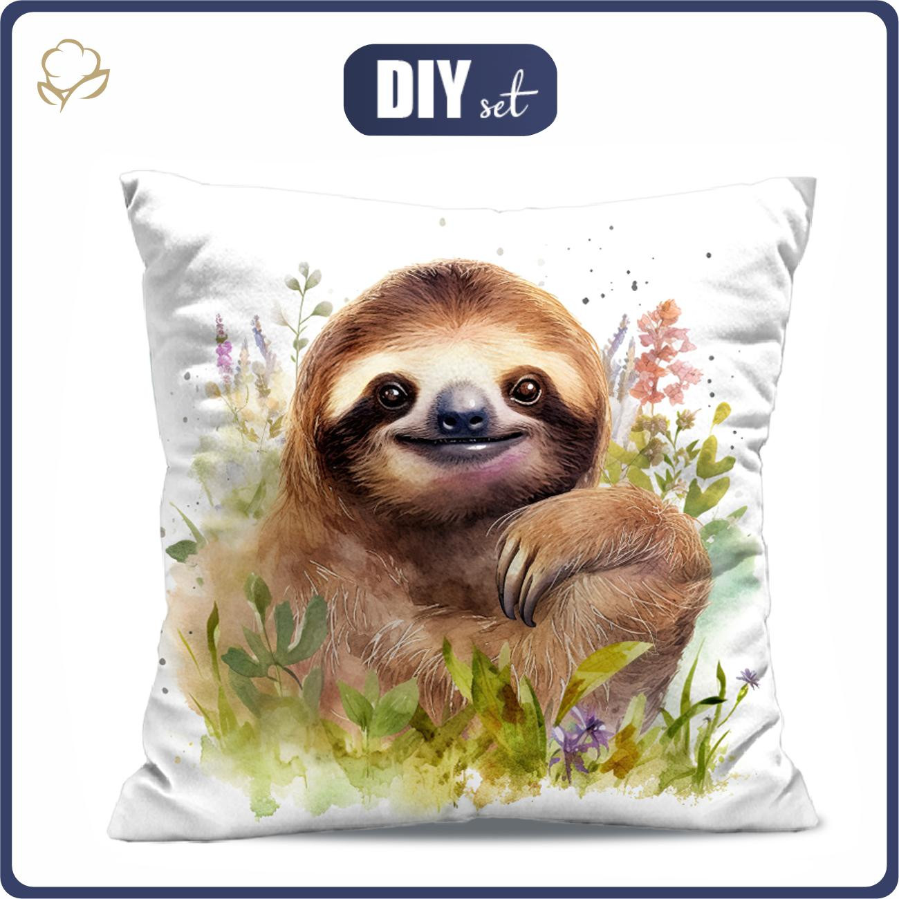 PILLOW 45X45 - WATERCOLOR SLOTH PAT. 2 - sewing set
