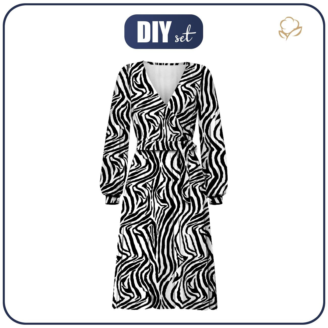 WRAP MIDI DRESS (BIANCA) - ZEBRA / black-white - sewing set