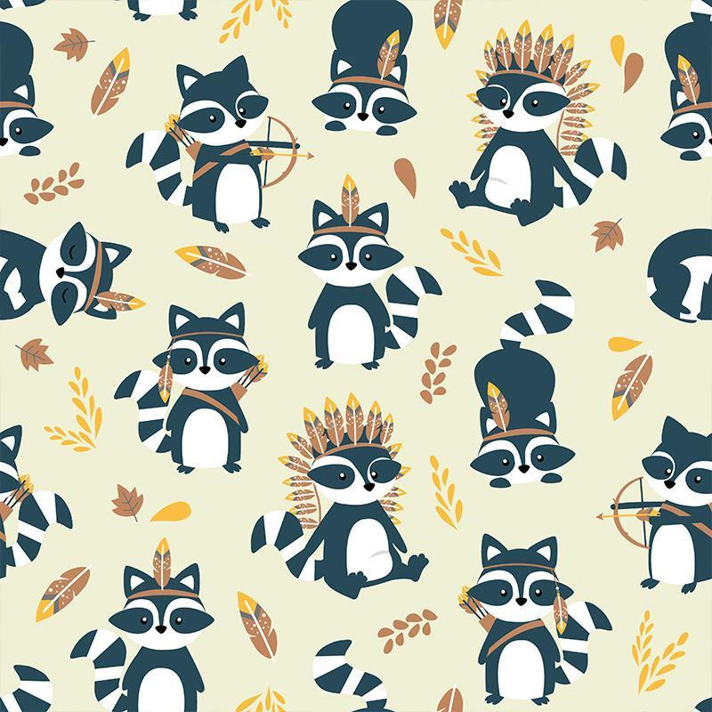 RACCOONS vol.2 / beige - Waterproof woven fabric