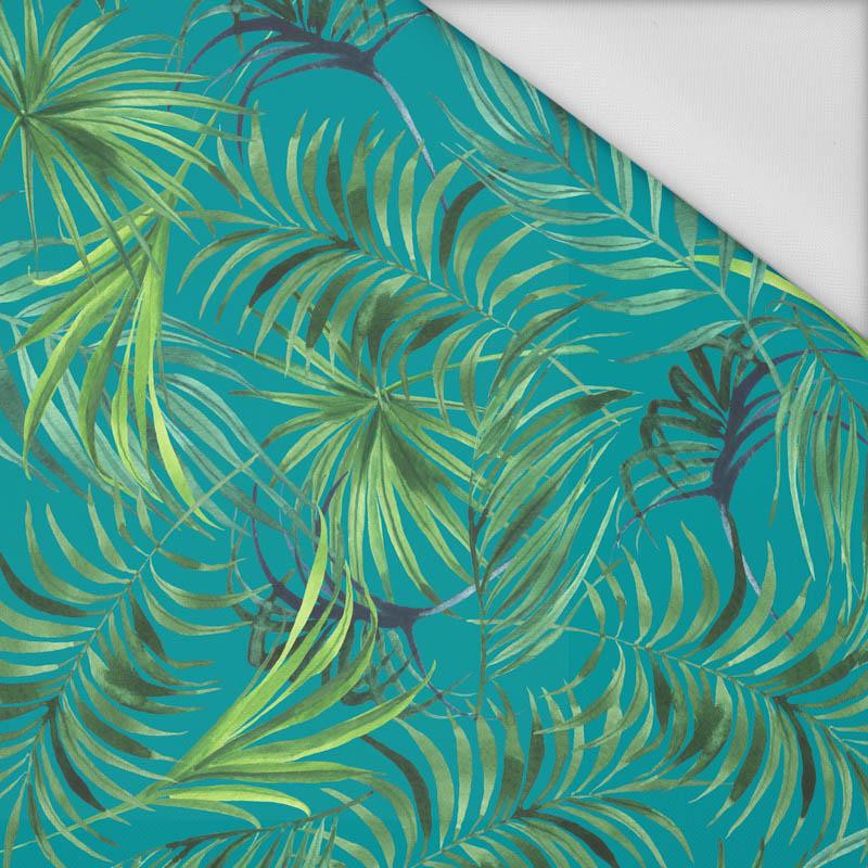 PALM LEAVES pat. 4 / sea blue - Waterproof woven fabric