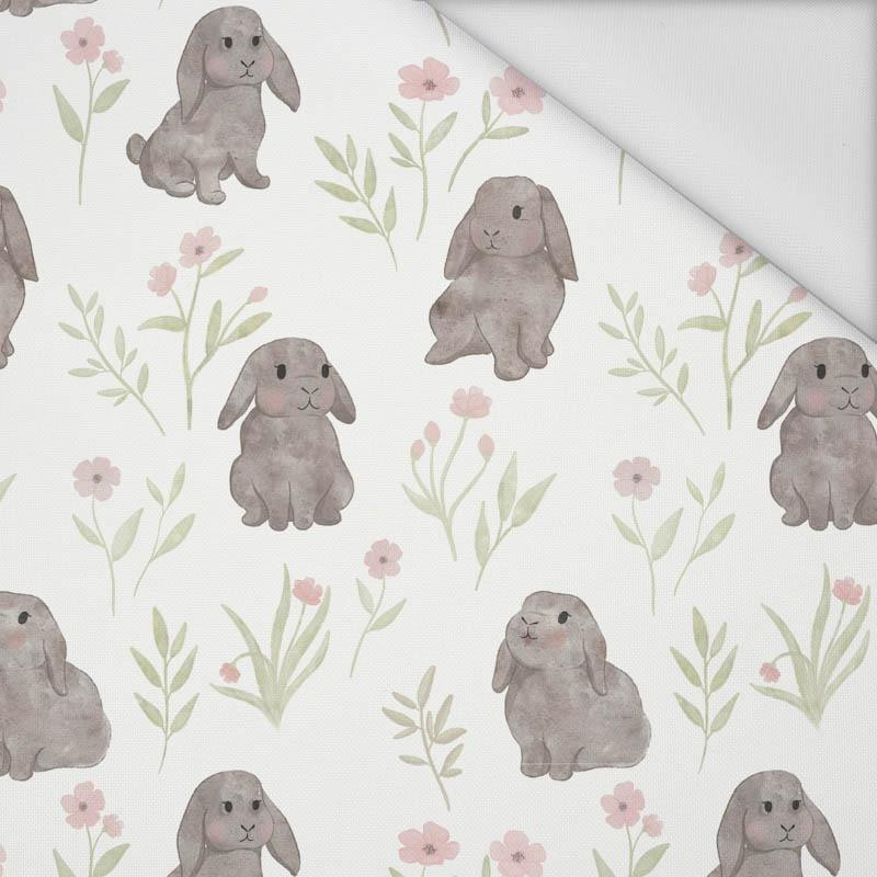 50cm GREY BUNNIES pat. 3 (PASTEL BUNNIES) - Waterproof woven fabric