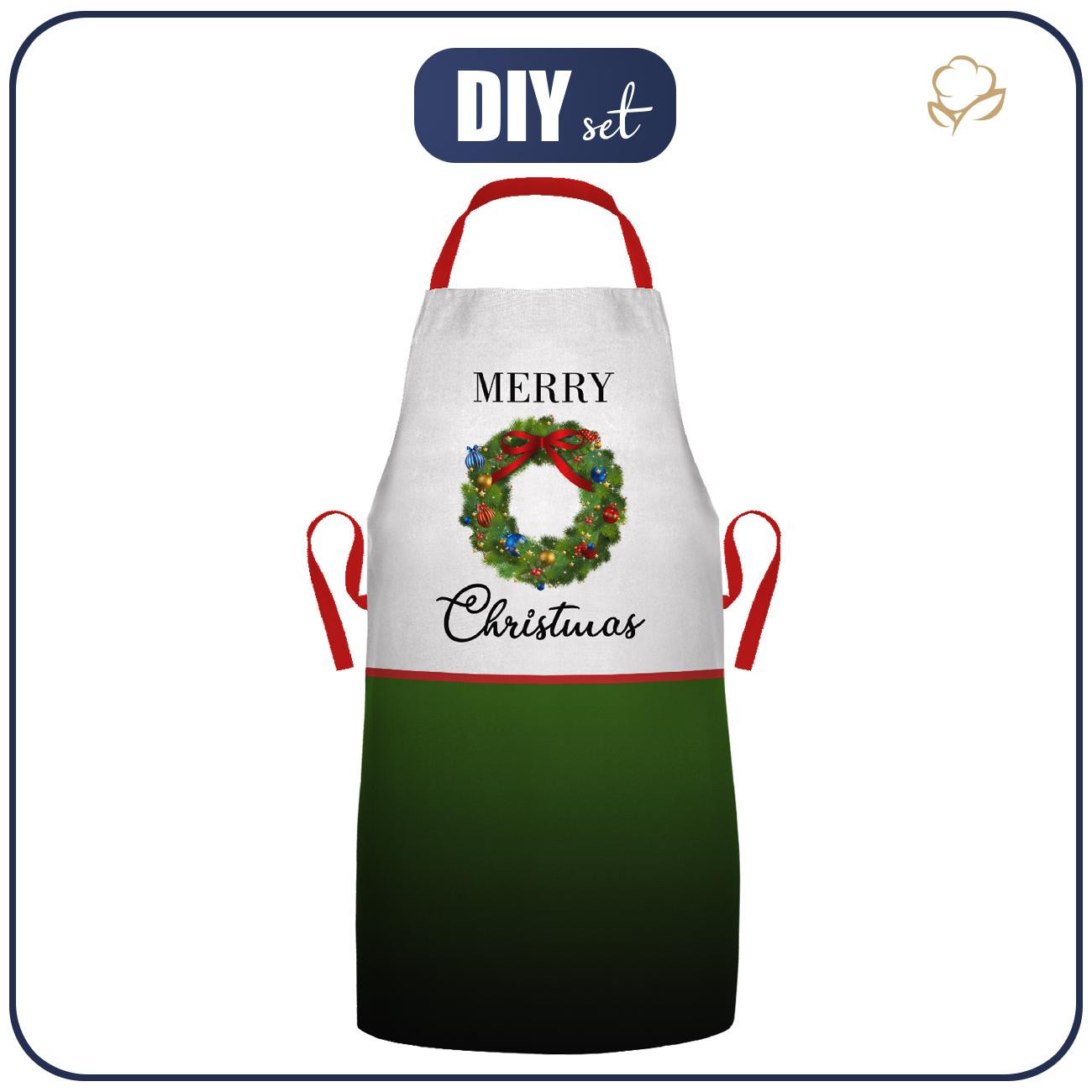 CHRISTMAS APRON - MERRY CHRISTMAS / garland