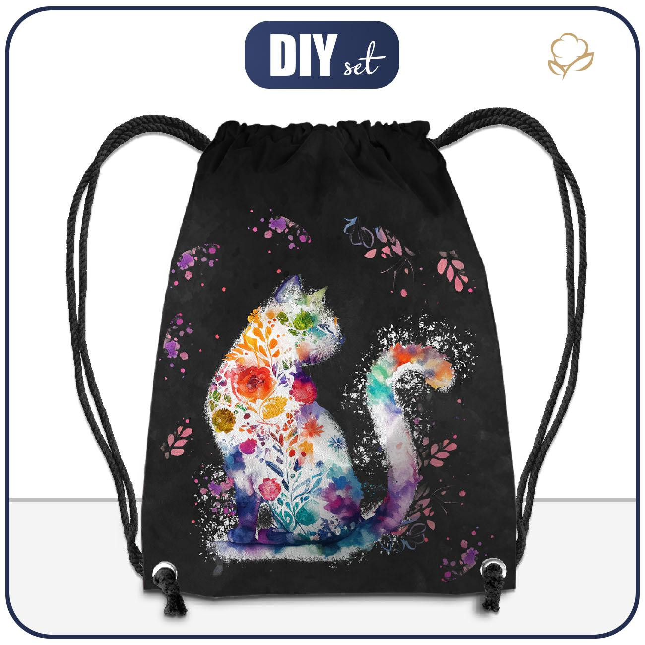 GYM BAG - WATERCOLOR CAT PAT. 1 - sewing set