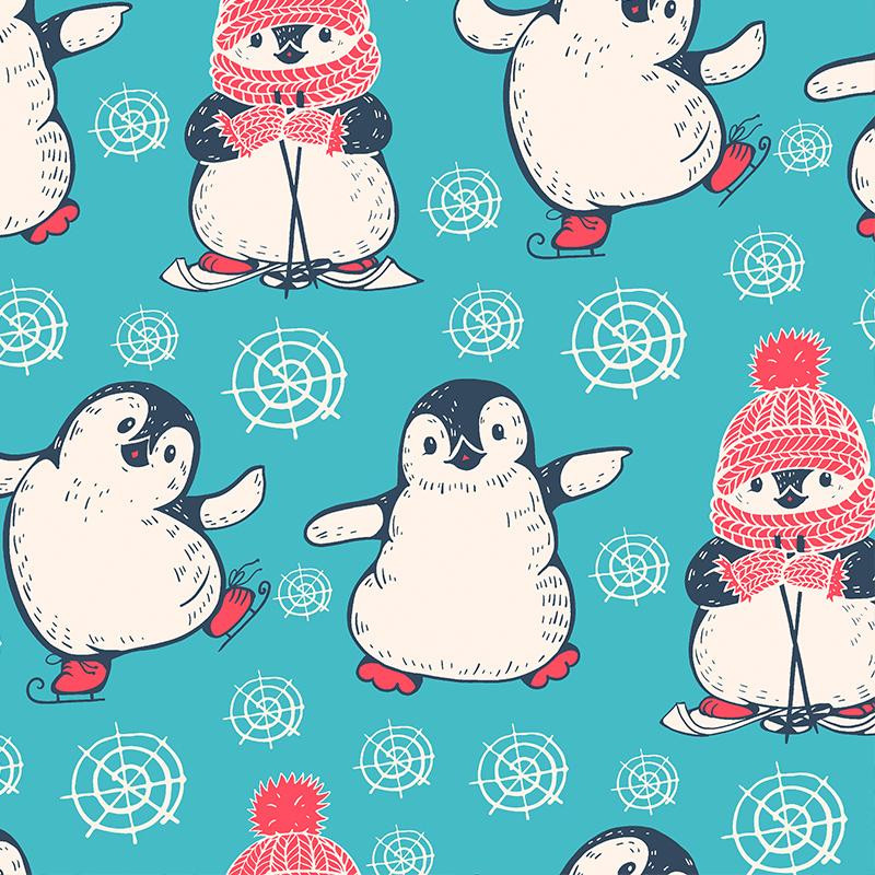 WINTER PENGUINS - Cotton woven fabric