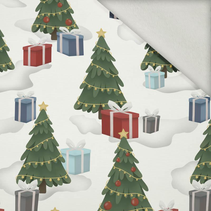 PRESENTS UNDER CHRISTMAS TREES (IN THE SANTA CLAUS FOREST) - brushed knit fabric with teddy