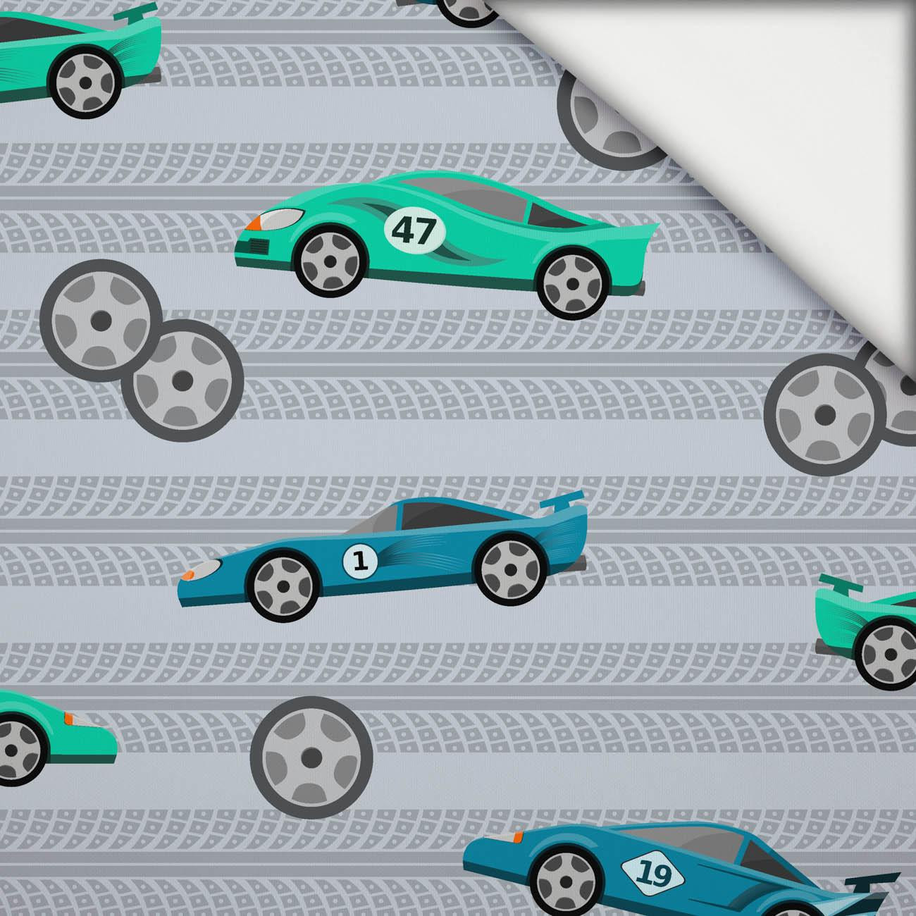 FAST WHEELS / blue on grey - light brushed knitwear
