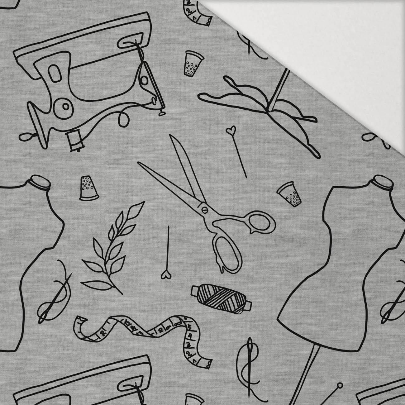 CONTOUR SEWING / melange light gray - Hydrophobic brushed knit CONTOUR SEWING / melange light gray - Hydrophobic brushed knit