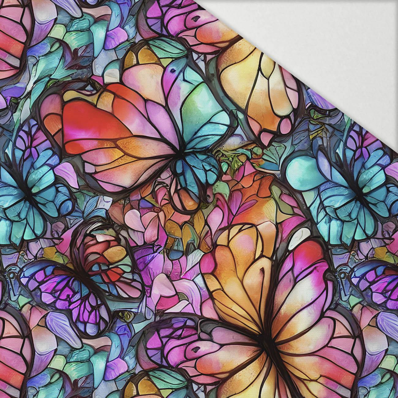 BUTTERFLIES / STAINED GLASS - Hydrophobic brushed knit BUTTERFLIES / STAINED GLASS - Hydrophobic brushed knit