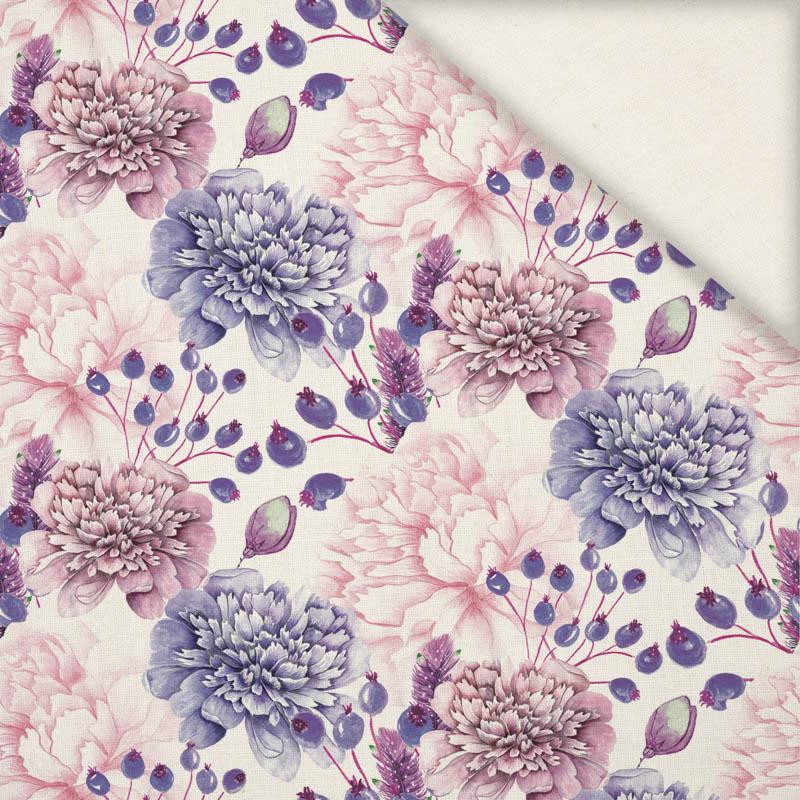 130cm PURPLE PEONIES (IN THE MEADOW) - Linen with viscose