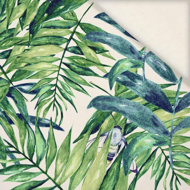 LEAVES AND INSECTS PAT. 6 (TROPICAL NATURE) / white - Slub Weave