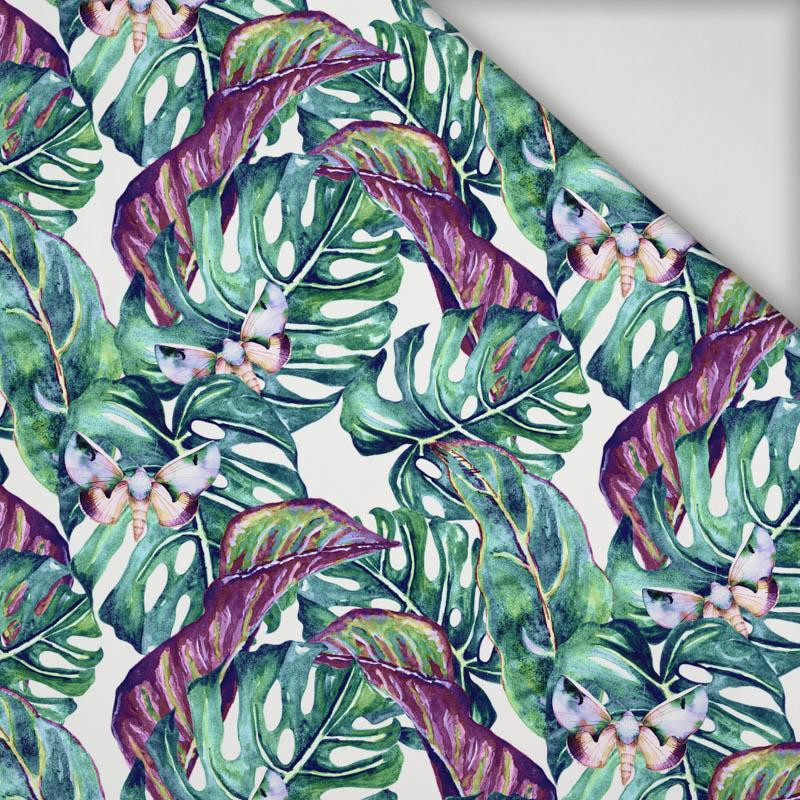 MINI LEAVES AND INSECTS PAT. 5 (TROPICAL NATURE) / white - swimsuit lycra