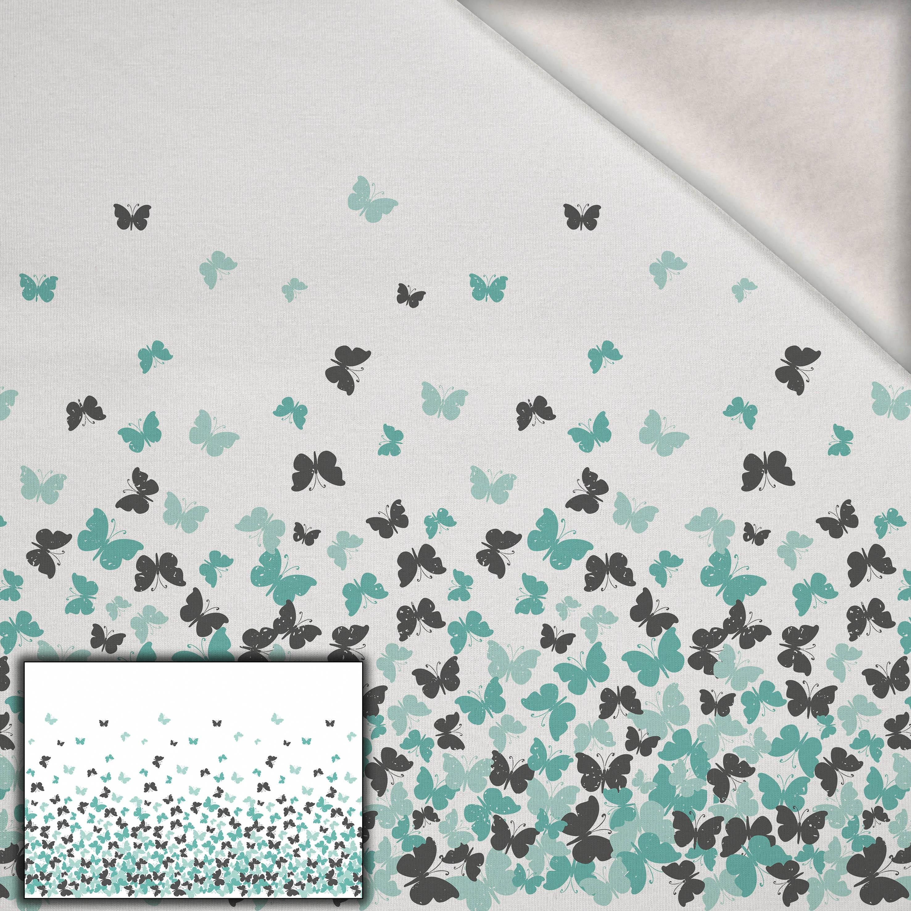 BUTTERFLIES AQUA - panel (105cm x 150cm) brushed knitwear with elastane ITY BUTTERFLIES AQUA - panel (105cm x 150cm) brushed knitwear with elastane ITY