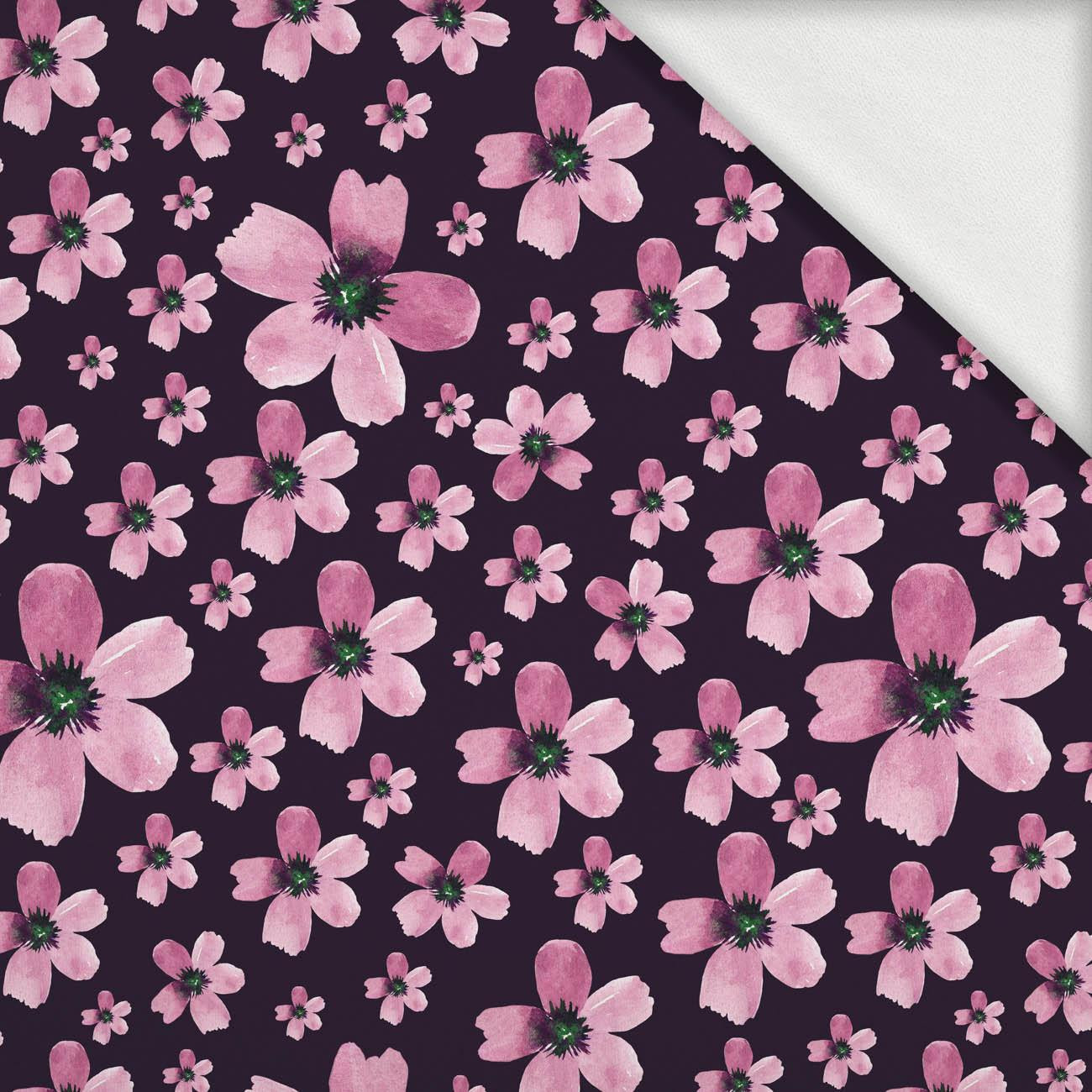 PINK FLOWERS PAT. 5 / black - looped knit fabric with elastane ITY PINK FLOWERS PAT. 5 / black - looped knit fabric with elastane ITY
