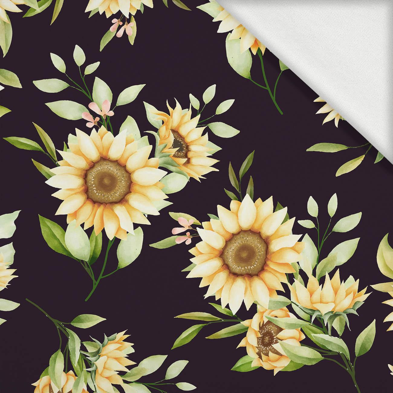 SUNFLOWERS PAT. 6 / black - looped knit fabric with elastane ITY SUNFLOWERS PAT. 6 / black - looped knit fabric with elastane ITY