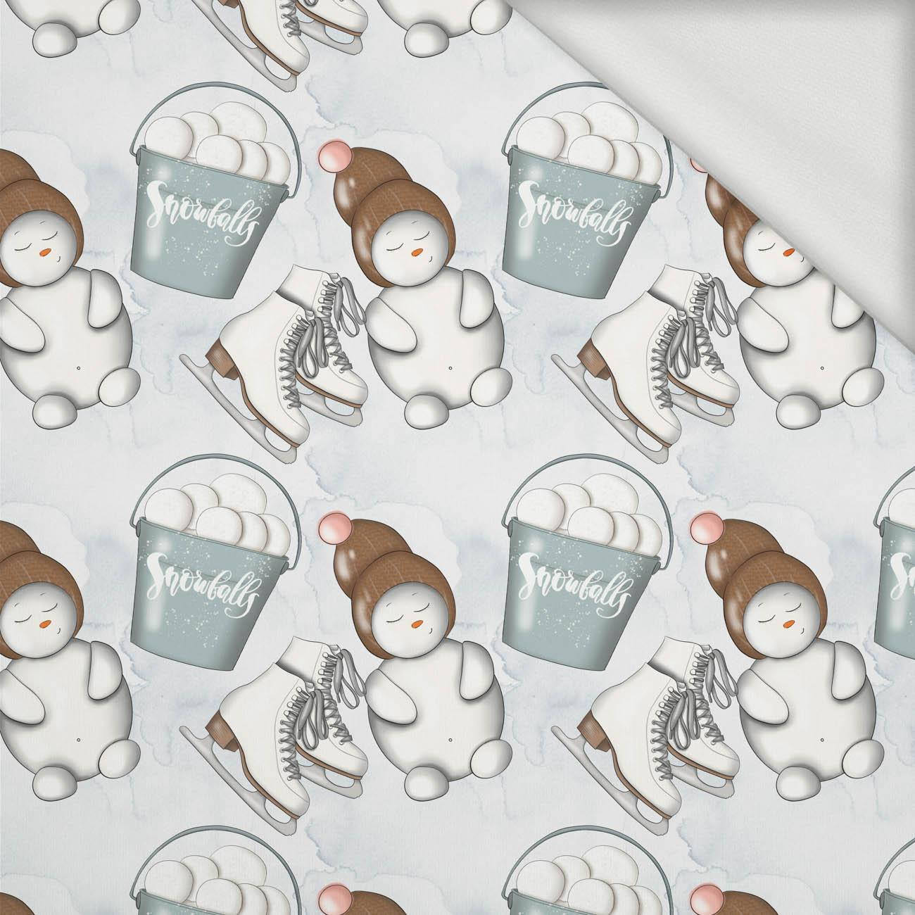 SNOWMEN AND ICE SKATES (WINTER IN THE CITY) - looped knit fabric