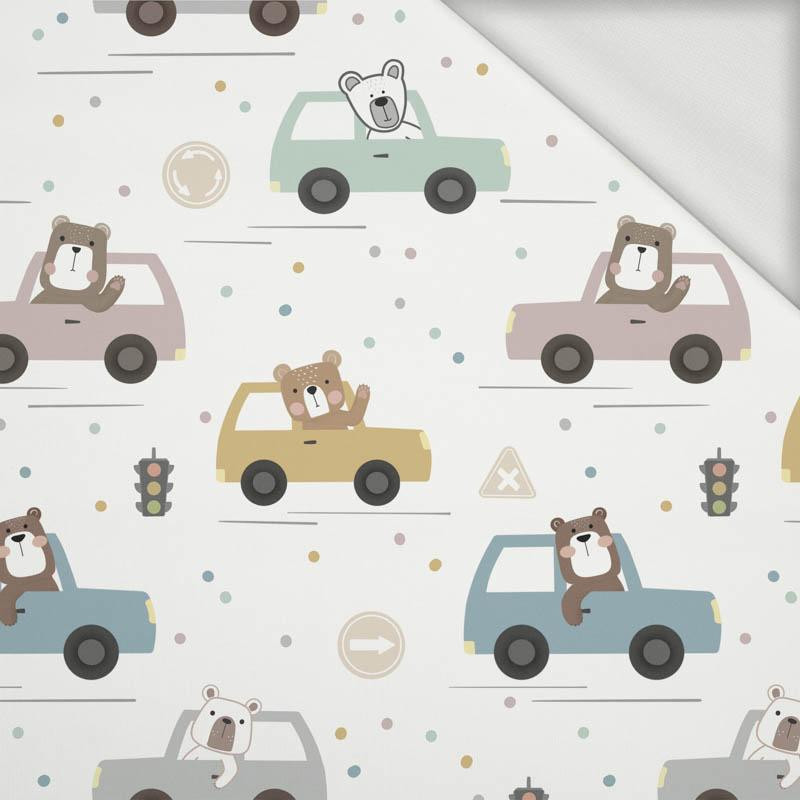 COLORFUL CARS / traffic lights (CITY BEARS) - looped knit fabric