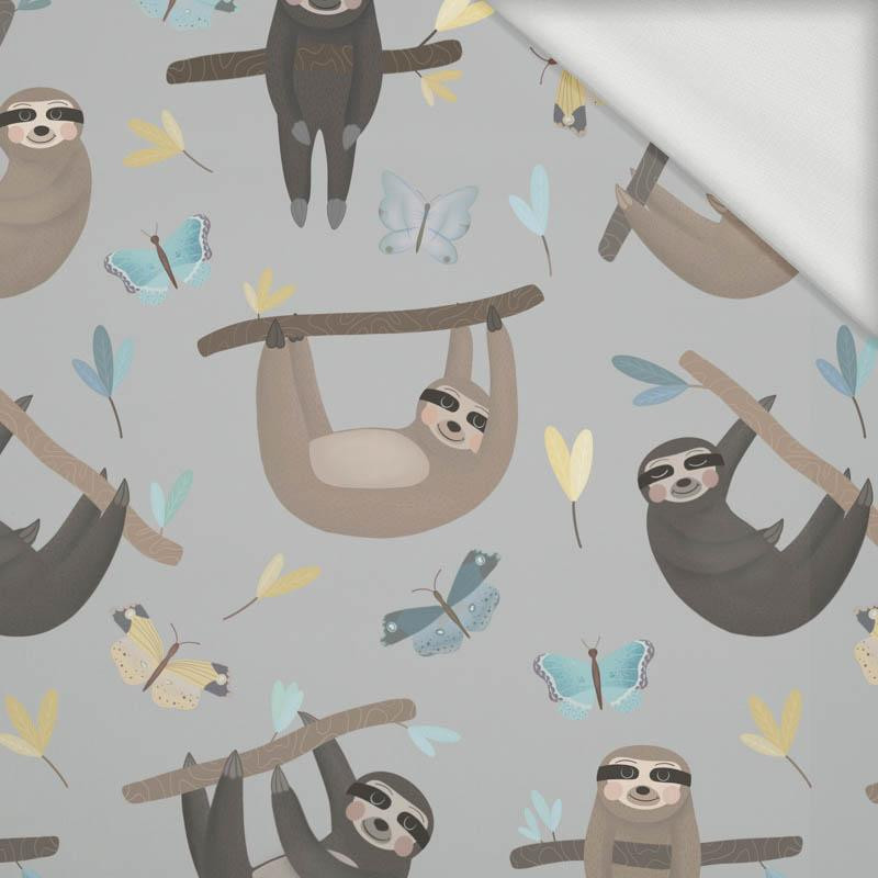 SLOTHS / butterflies (SLOTHS) / grey - looped knit fabric