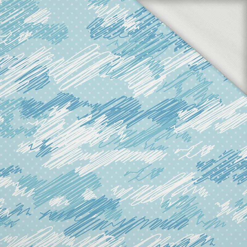 CAMOUFLAGE - scribble / light blue - looped knit fabric