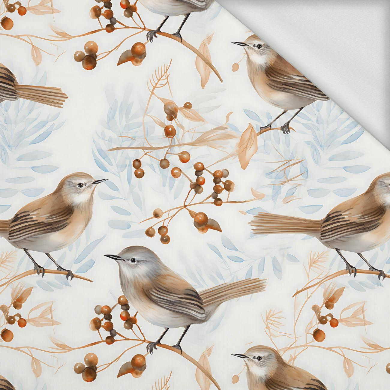 PASTEL BIRDS PAT. 1 - looped knit fabric