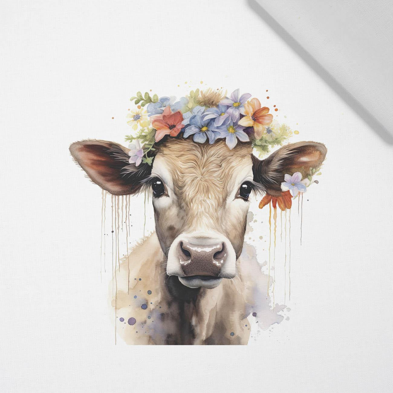 WATERCOLOR COW - panel (60cm x 50cm) Cotton woven fabric