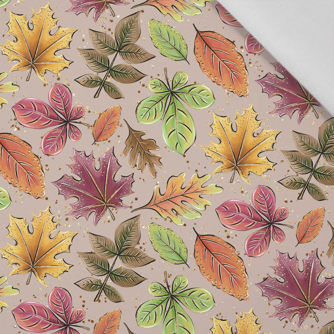 COLORFUL LEAVES MIX / beige (GLITTER AUTUMN) - Cotton woven fabric