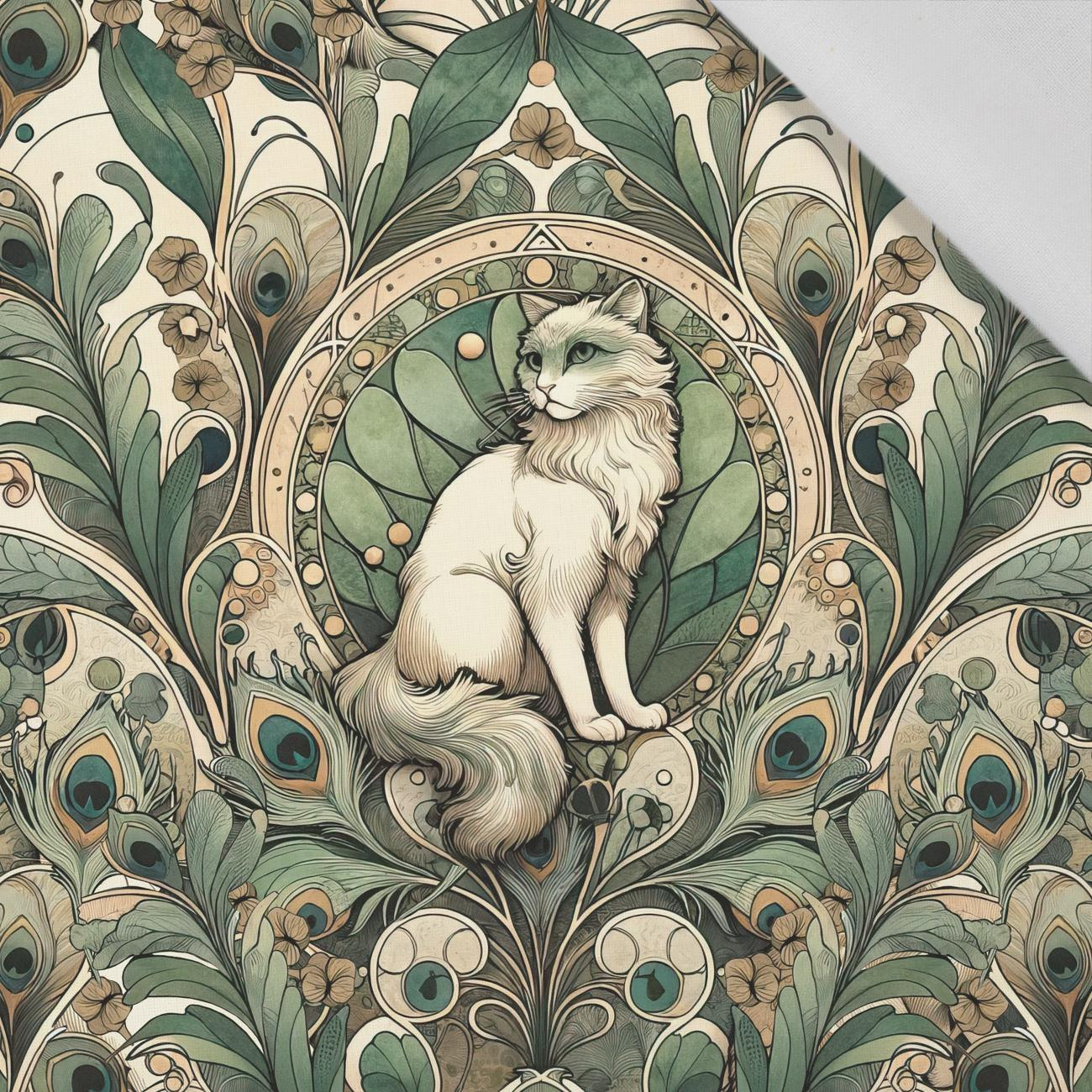 ART NOUVEAU CATS & FLOWERS PAT. 1 - panel (75cm x 80cm) Cotton woven fabric