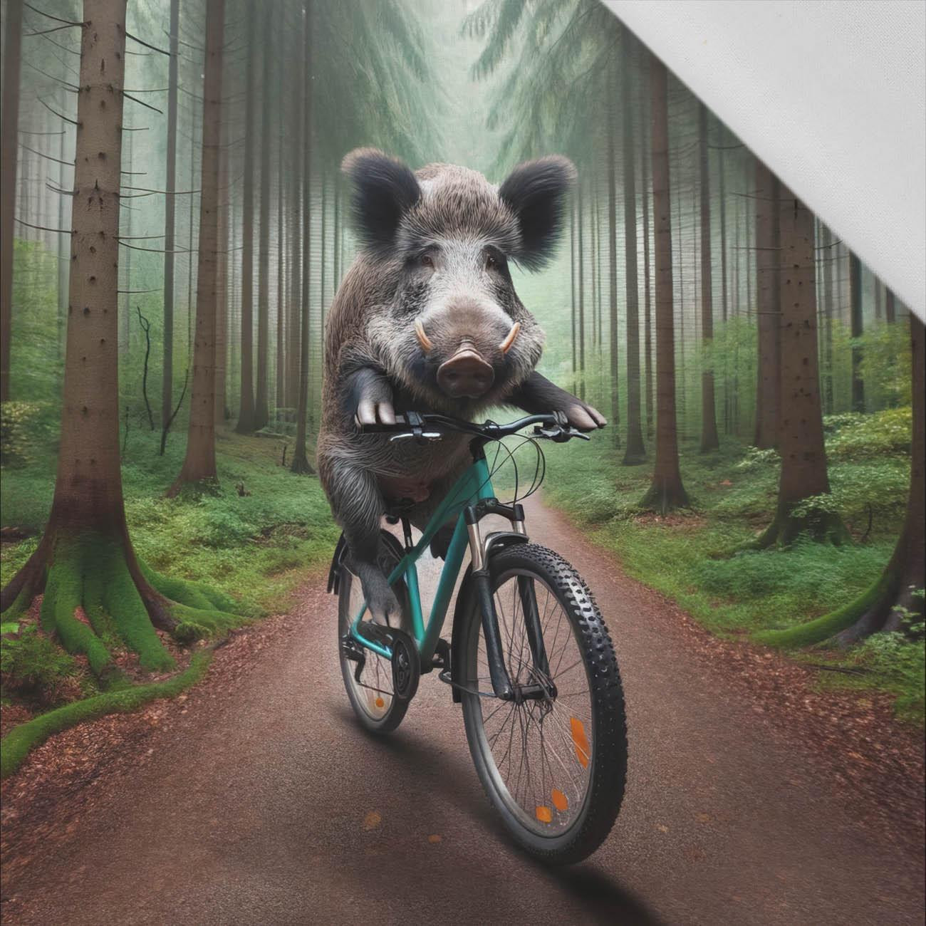 BOAR ON A BIKE PAT. 1 - panel (75cm x 80cm) Cotton woven fabric