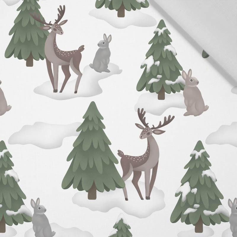 DEERS AND BUNNIES (IN THE SANTA CLAUS FOREST) - Cotton woven fabric