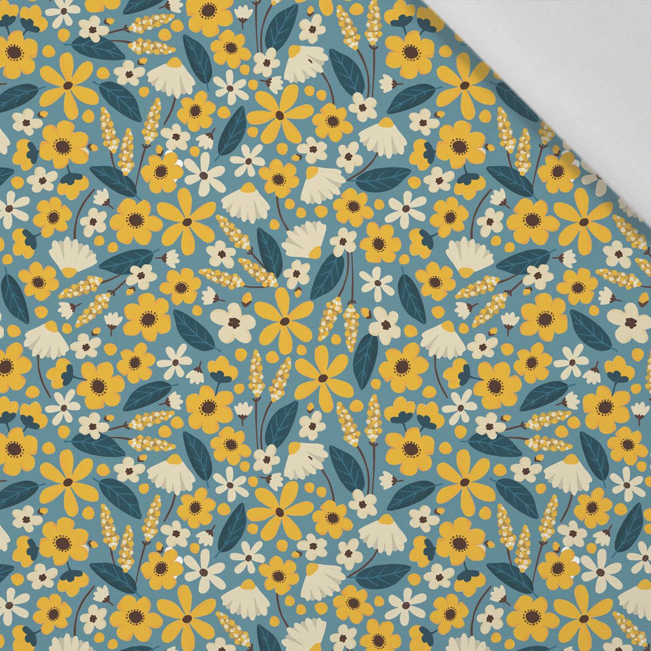 100cm SMALL FLOWERS pat. 2 / blue - Cotton woven fabric